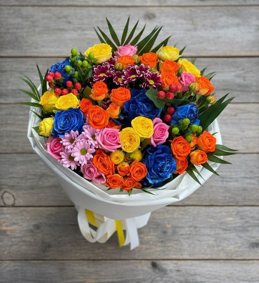 Букет цветов из: Розы и Хризантемы в Вольное