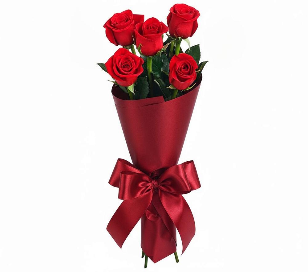 Букет 5 Красных роз Эдлесс Лав в Вольное