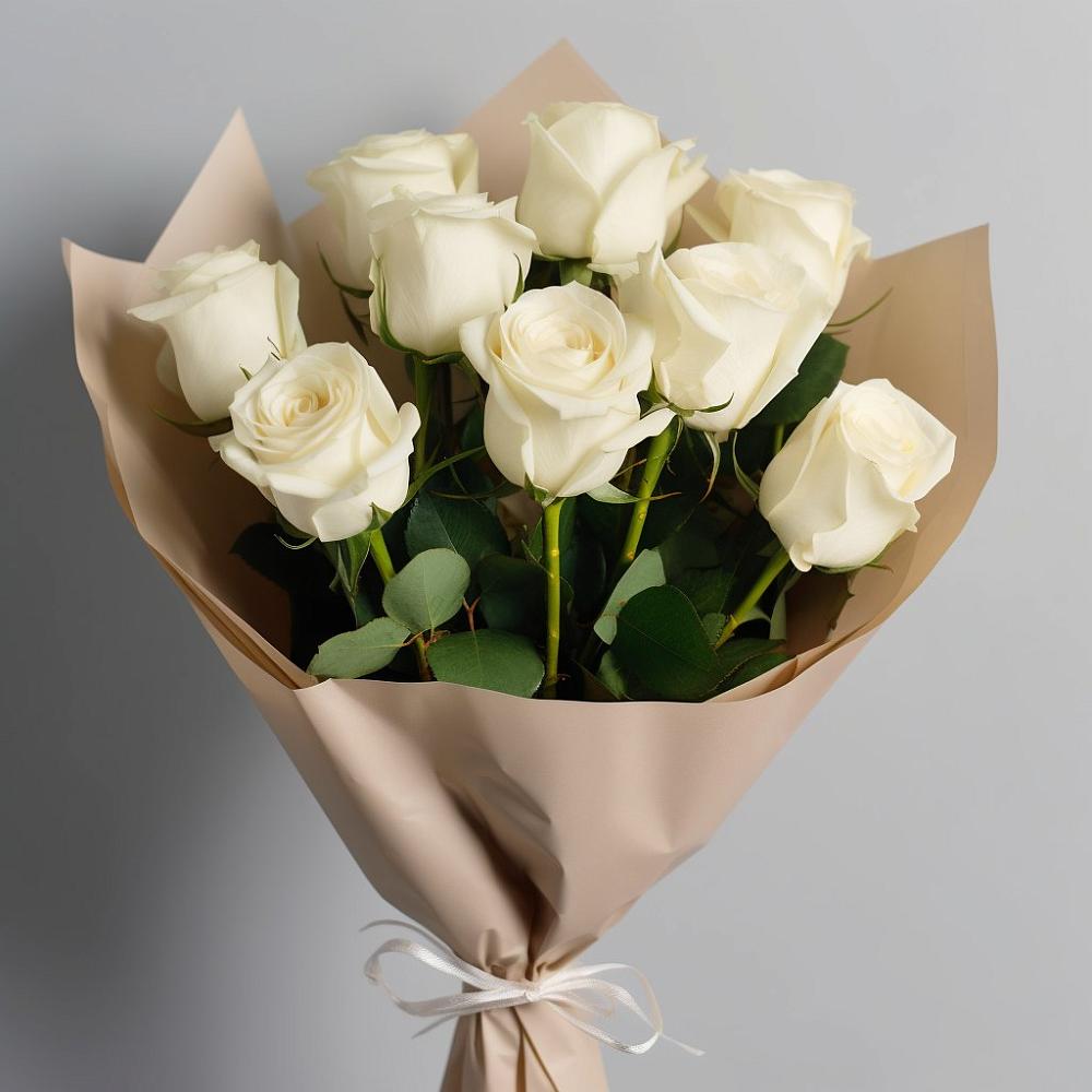 Букет 9 Белых роз Эдлесс Лав в Вольное