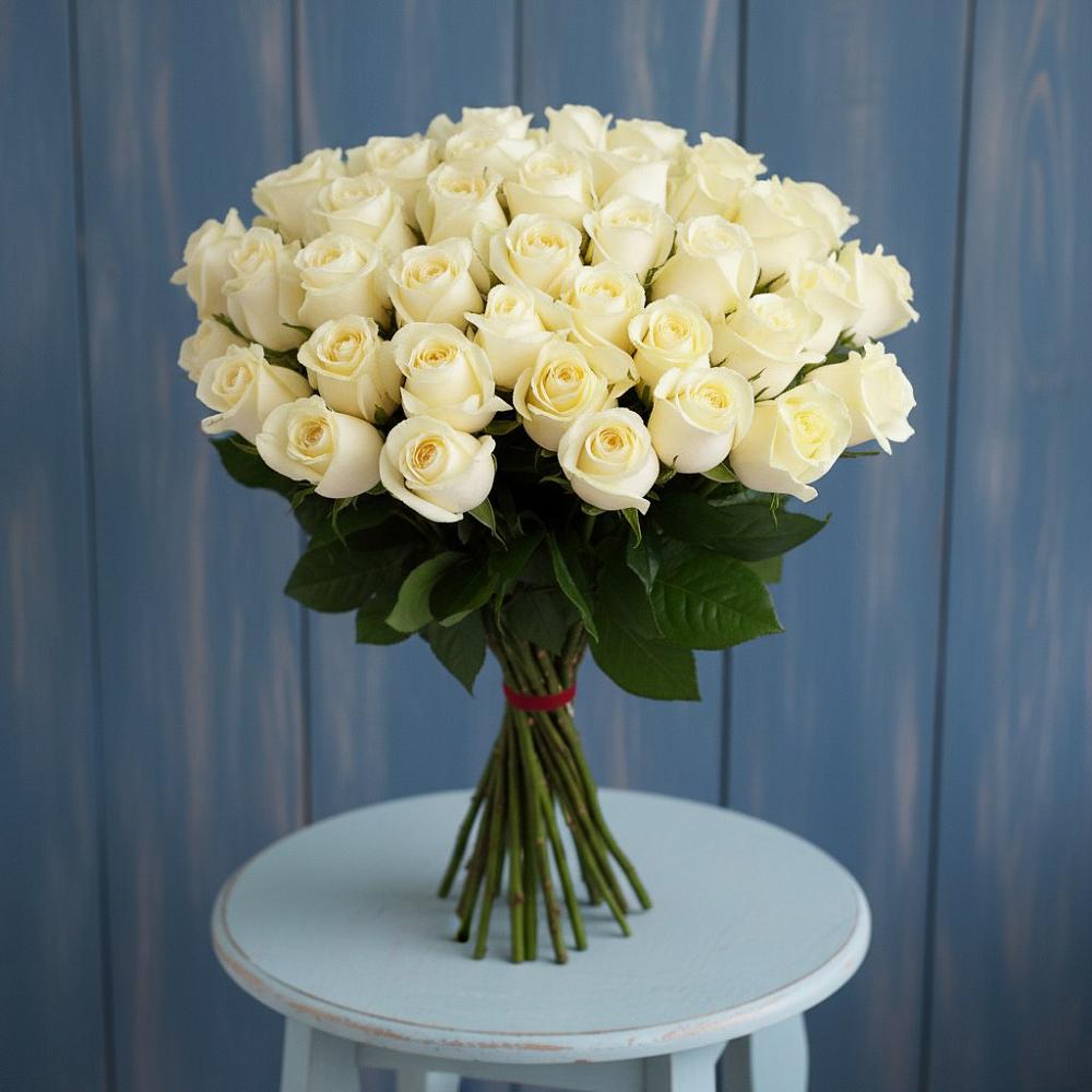 Букет 51 Белая роза Эдлесс Лав в Вольное