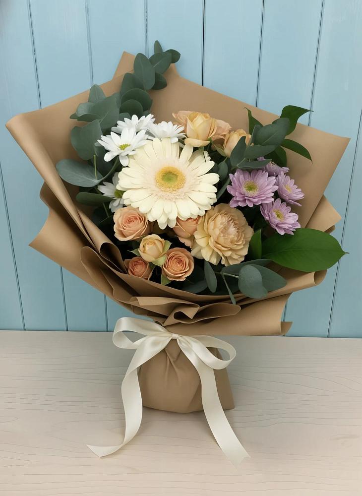 Букет цветов из: Герберы и Хризантемы в Вольное