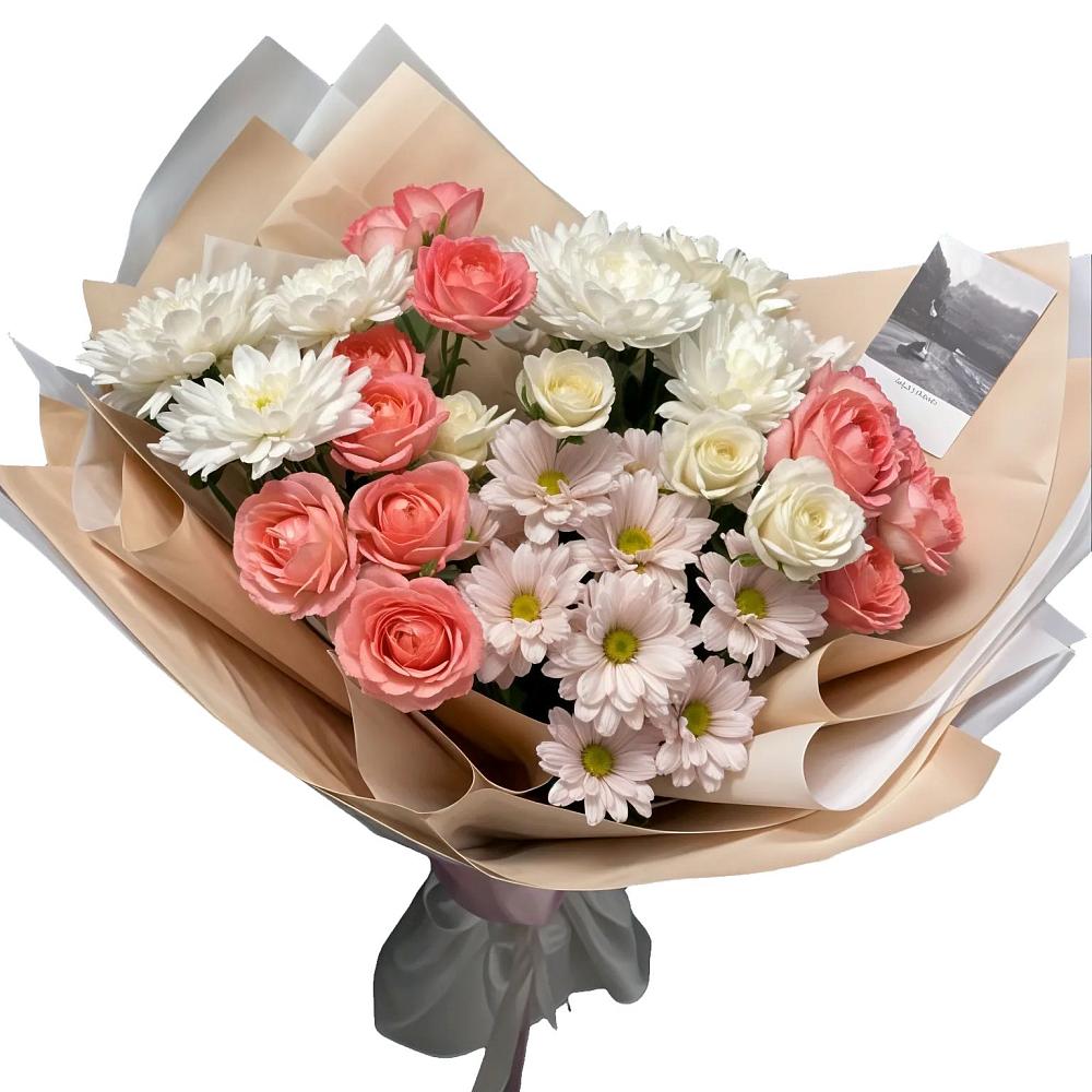 Букет цветов из: Розы и Хризантемы в Вольное