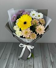 Букет цветов из:  Розы, Герберы и Хризантемы в Вольное