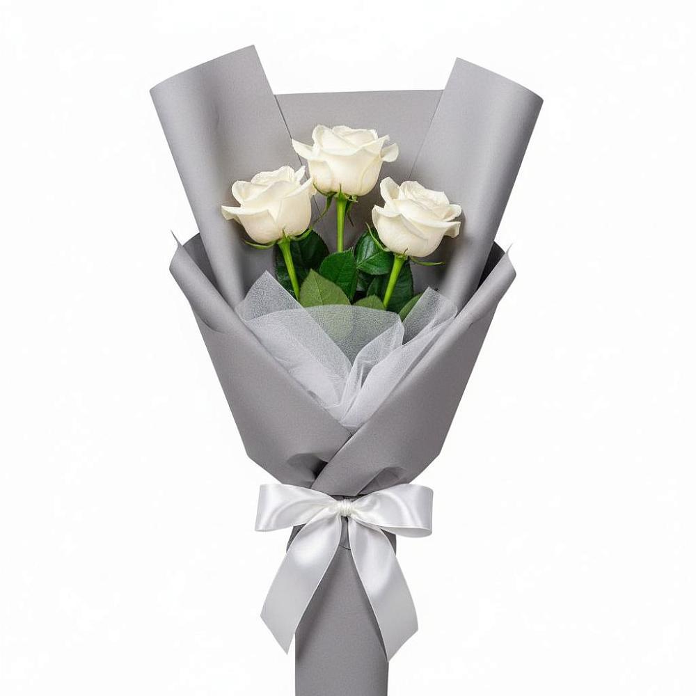 Букет 3 белые розы в Вольное