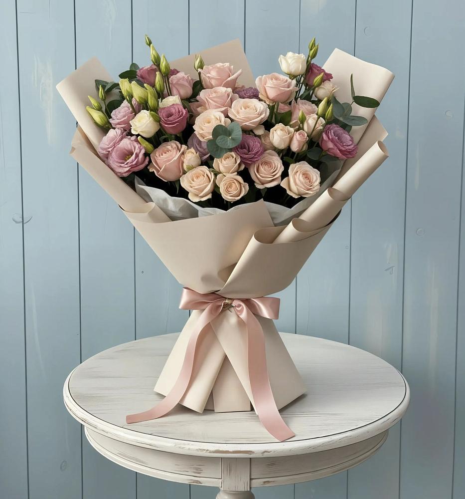 Букет цветов из: Розы и Лизиантусы в Вольное