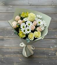 Букет цветов из:  Альстромерии, Розы и Хризантемы в Вольное