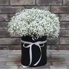 Цветочная композиция из Гипсофила в шляпной коробке в Вольное