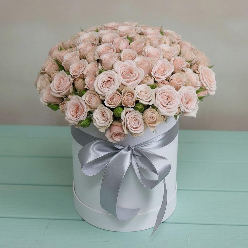 Цветочная композиция из Розы в шляпной коробке в Вольное